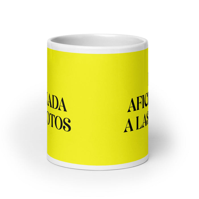 La Aficionada A Las Motos The Motorcycle Enthusiast Funny Home Office Work Coffee Mug Mexican Spanish Pride Gift White Glossy Cup Yellow Card Mug Mexicada