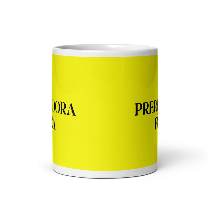 La Preparadora Física The Fitness Trainer Funny Home Office Work Coffee Mug Mexican Spanish Pride Gift White Glossy Cup Yellow Card Mug Mexicada