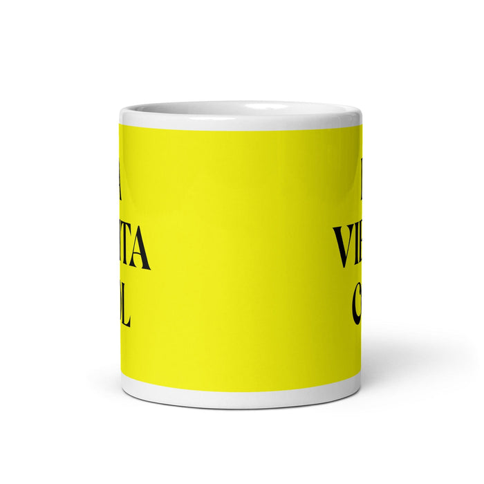 La Viejita Cool The Cool Grandma / Grandpa Funny Home Office Work Coffee Mug Mexican Spanish Pride Gift White Glossy Cup Yellow Card Mug Mexicada