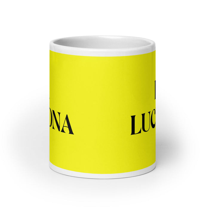 La Luchona The Fighter Funny Home Office Work Coffee Mug Mexican Spanish Pride Gift White Glossy Cup Yellow Card Mug Mexicada