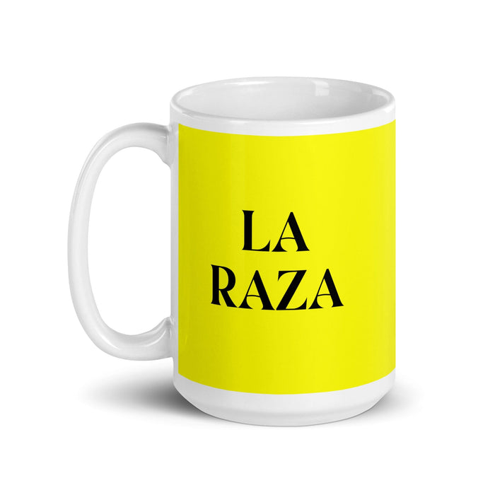 La Raza The Homie Funny Home Office Work Coffee Mug Mexican Spanish Pride Gift White Glossy Cup Yellow Card Mug Mexicada