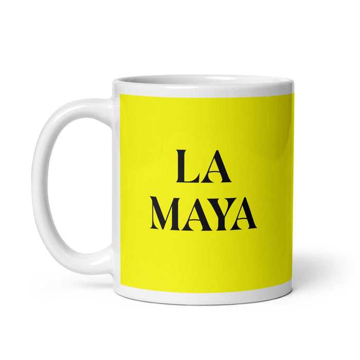 La Maya The Maya Funny Home Office Work Coffee Mug Mexican Spanish Pride Gift White Glossy Cup Yellow Card Mug Mexicada