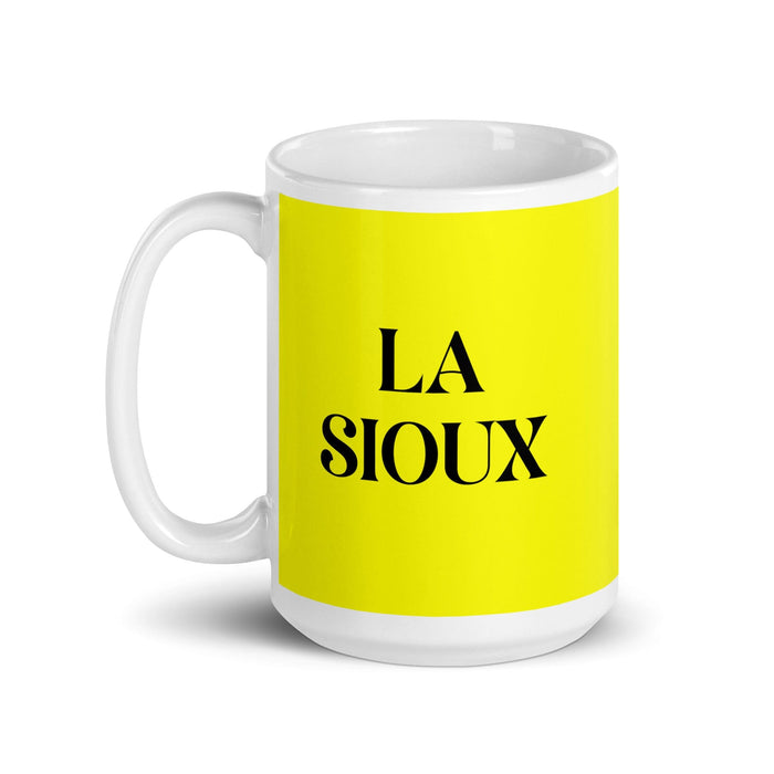 La Sioux The Sioux Funny Home Office Work Coffee Mug Mexican Spanish Pride Gift White Glossy Cup Yellow Card Mug Mexicada