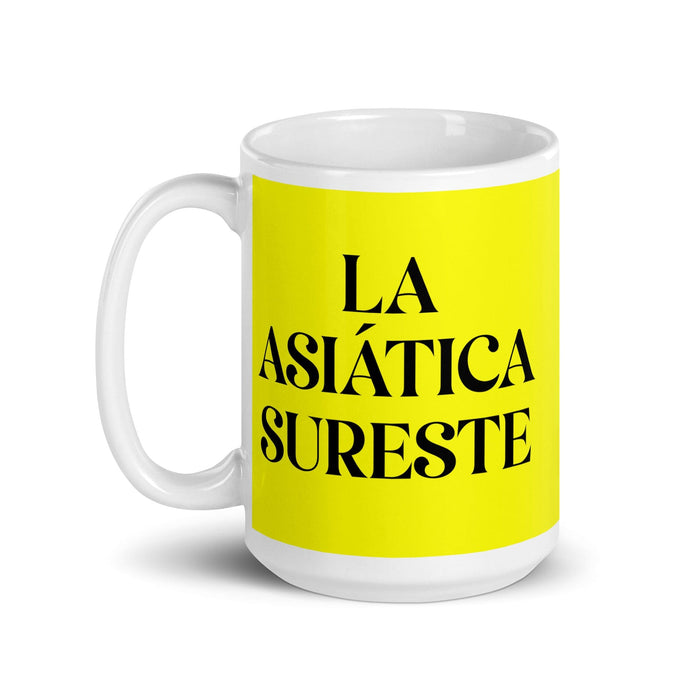 La Asiática Sureste The Southeast Asian Funny Home Office Work Coffee Mug Mexican Spanish Pride Gift White Glossy Cup Yellow Card Mug Mexicada