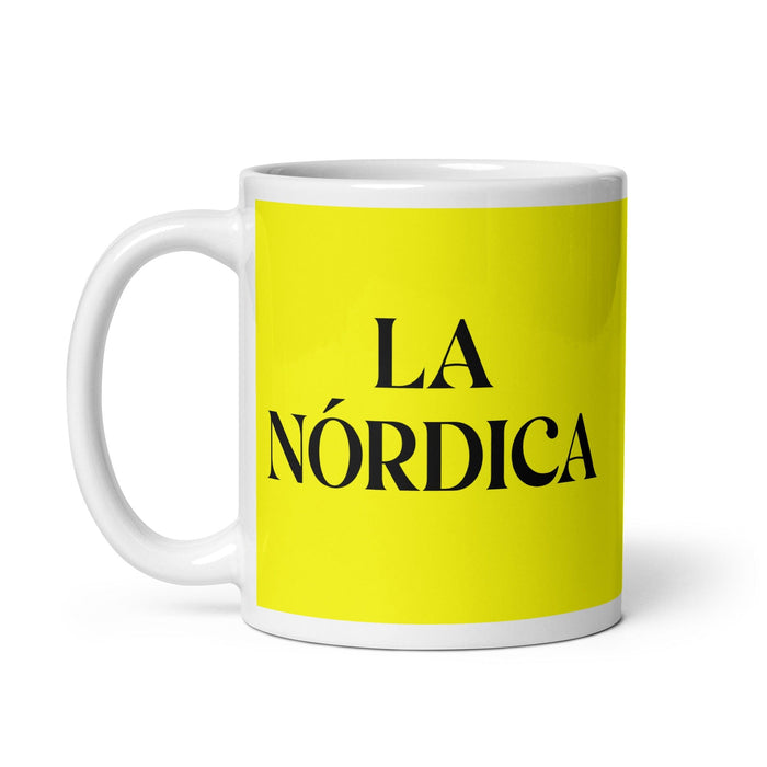 La Nórdica The Nordic Funny Home Office Work Coffee Mug Mexican Spanish Pride Gift White Glossy Cup Yellow Card Mug Mexicada