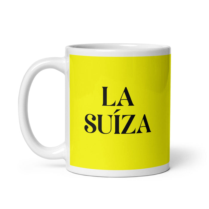 La Suíza The Swiss Funny Home Office Work Coffee Mug Mexican Spanish Pride Gift White Glossy Cup Yellow Card Mug Mexicada