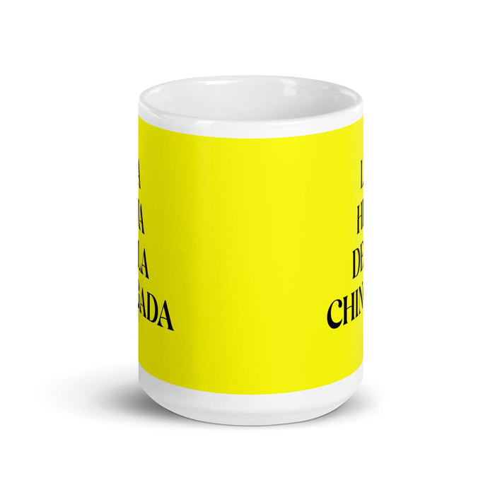 La Hija De La Chingada The Troublesome One Funny Home Office Work Coffee Mug Mexican Spanish Pride Gift White Glossy Cup Yellow Card Mug Mexicada