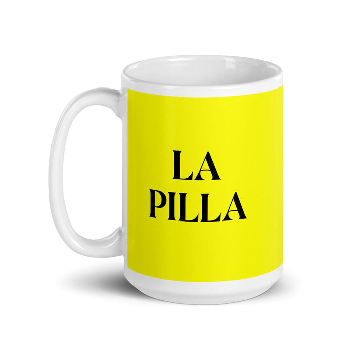 La Pilla The Rascal Funny Home Office Work Coffee Mug Mexican Spanish Pride Gift White Glossy Cup Yellow Card Mug Mexicada