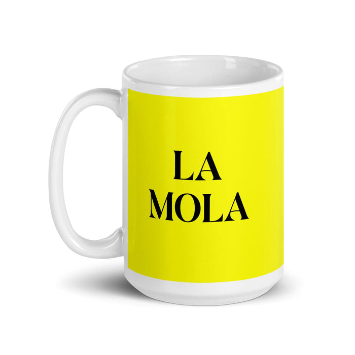 La Mola The Cool One Funny Home Office Work Coffee Mug Mexican Spanish Pride Gift White Glossy Cup Yellow Card Mug Mexicada