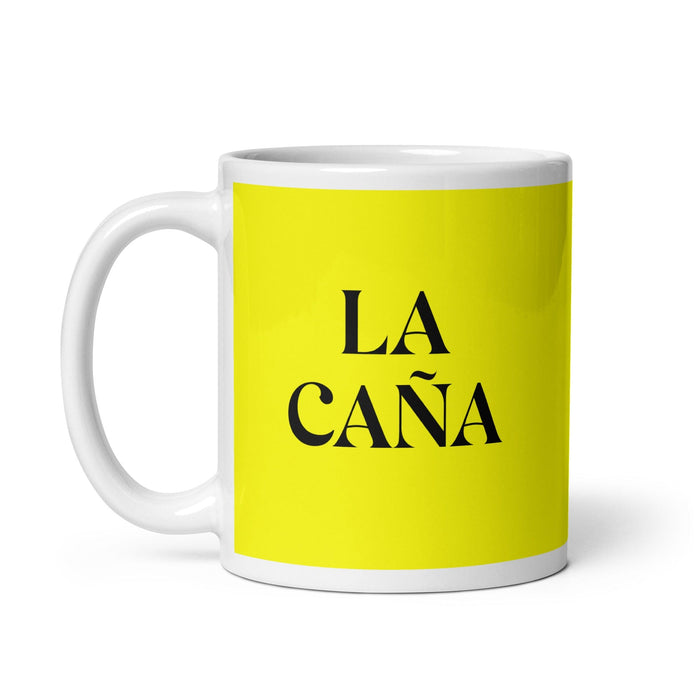 La Caña The Beer Lover Funny Home Office Work Coffee Mug Mexican Spanish Pride Gift White Glossy Cup Yellow Card Mug Mexicada