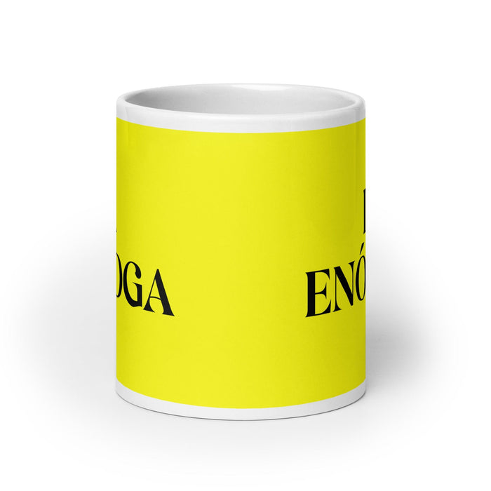 La Enóloga The Oenologist (Wine Expert) Funny Home Office Work Coffee Mug Mexican Spanish Pride Gift White Glossy Cup Yellow Card Mug Mexicada