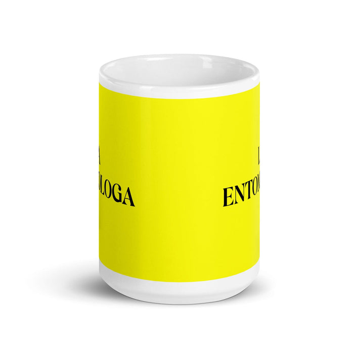 La Entomologa The Entomologist Funny Home Office Work Coffee Mug Mexican Spanish Pride Gift White Glossy Cup Yellow Card Mug Mexicada