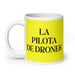 La Pilota De Drones The Drone Pilot Funny Home Office Work Coffee Mug Mexican Spanish Pride Gift White Glossy Cup Yellow Card Mug Mexicada