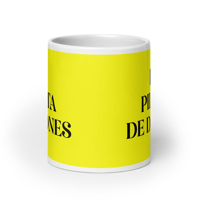 La Pilota De Drones The Drone Pilot Funny Home Office Work Coffee Mug Mexican Spanish Pride Gift White Glossy Cup Yellow Card Mug Mexicada