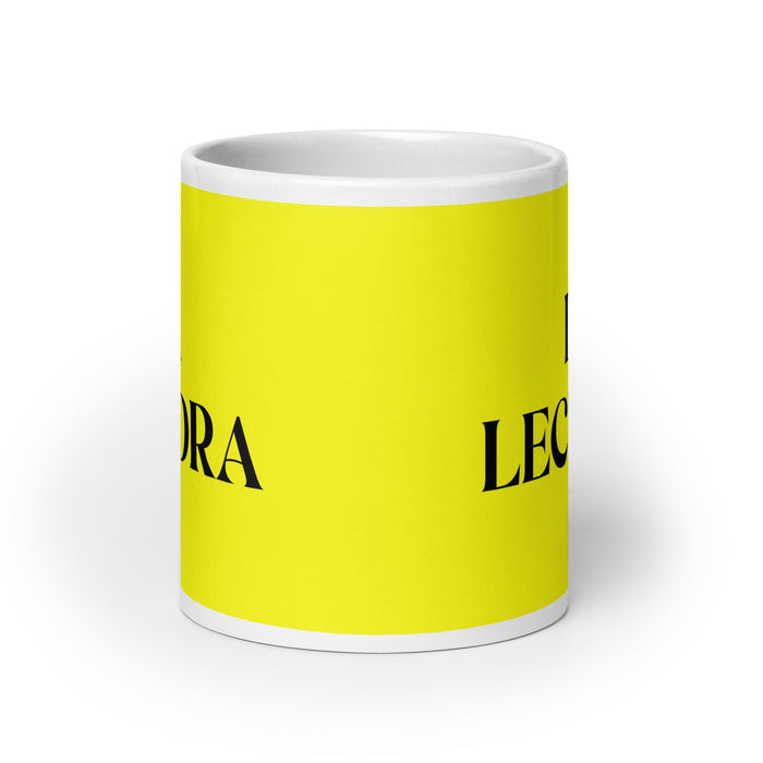 La Lectora The Bookworm Funny Home Office Work Coffee Mug Mexican Spanish Pride Gift White Glossy Cup Yellow Card Mug Mexicada