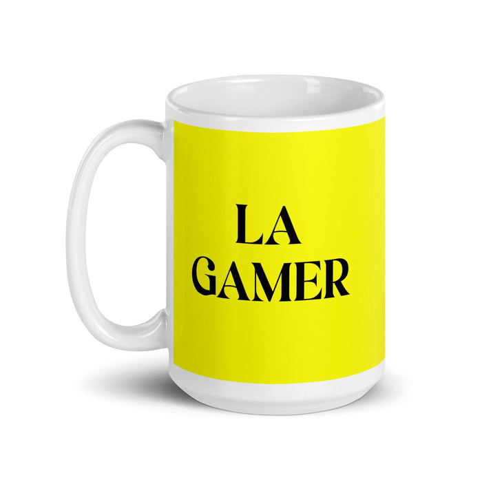 La Gamer The Gamer Funny Home Office Work Coffee Mug Mexican Spanish Pride Gift White Glossy Cup Yellow Card Mug Mexicada