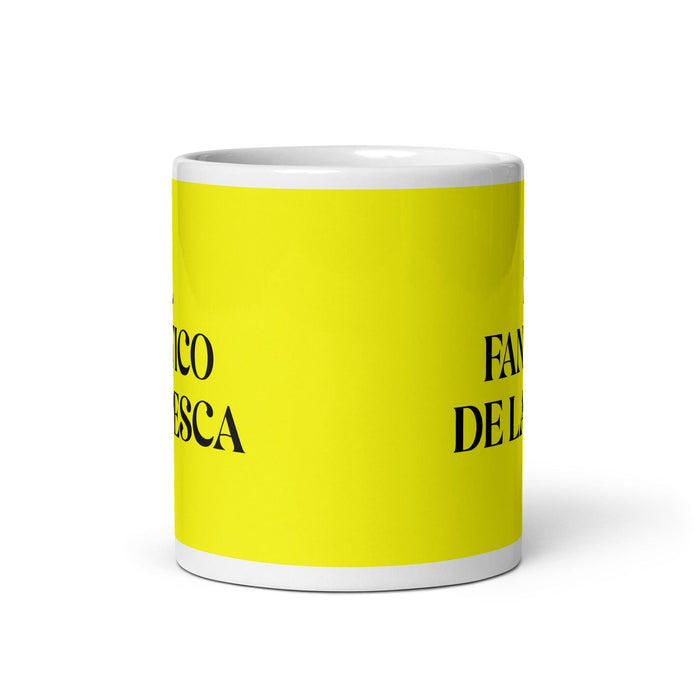 El Fanático De La Pesca The Fishing Fanatic Funny Home Office Work Coffee Mug Mexican Spanish Pride Gift White Glossy Cup Yellow Card Mug Mexicada