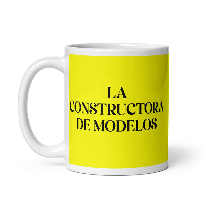 La Constructora De Modelos The Model Builder Funny Home Office Work Coffee Mug Mexican Spanish Pride Gift White Glossy Cup Yellow Card Mug Mexicada