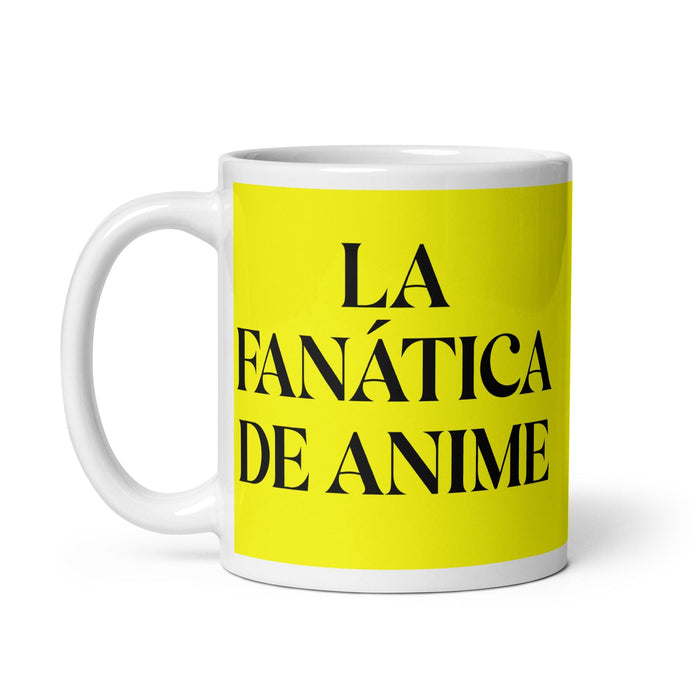 La Fanática De Anime The Anime Fan Funny Home Office Work Coffee Mug Mexican Spanish Pride Gift White Glossy Cup Yellow Card Mug Mexicada