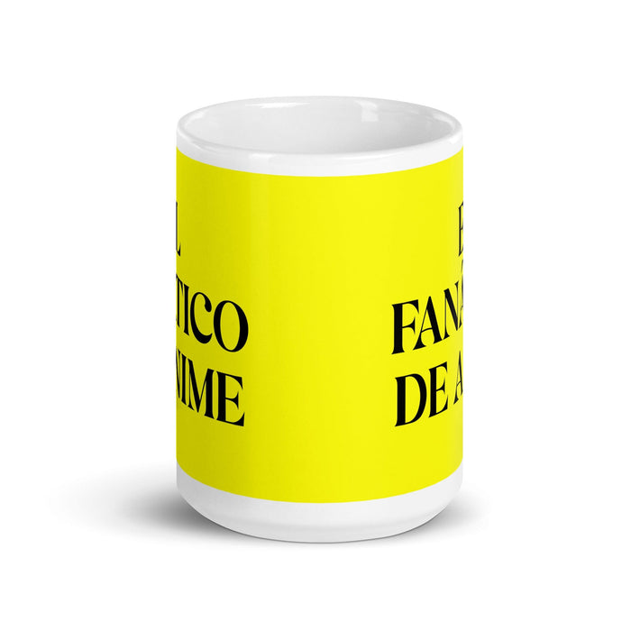 El Fanático De Anime The Anime Fan Funny Home Office Work Coffee Mug Mexican Spanish Pride Gift White Glossy Cup Yellow Card Mug Mexicada