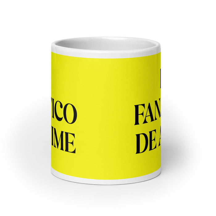 El Fanático De Anime The Anime Fan Funny Home Office Work Coffee Mug Mexican Spanish Pride Gift White Glossy Cup Yellow Card Mug Mexicada