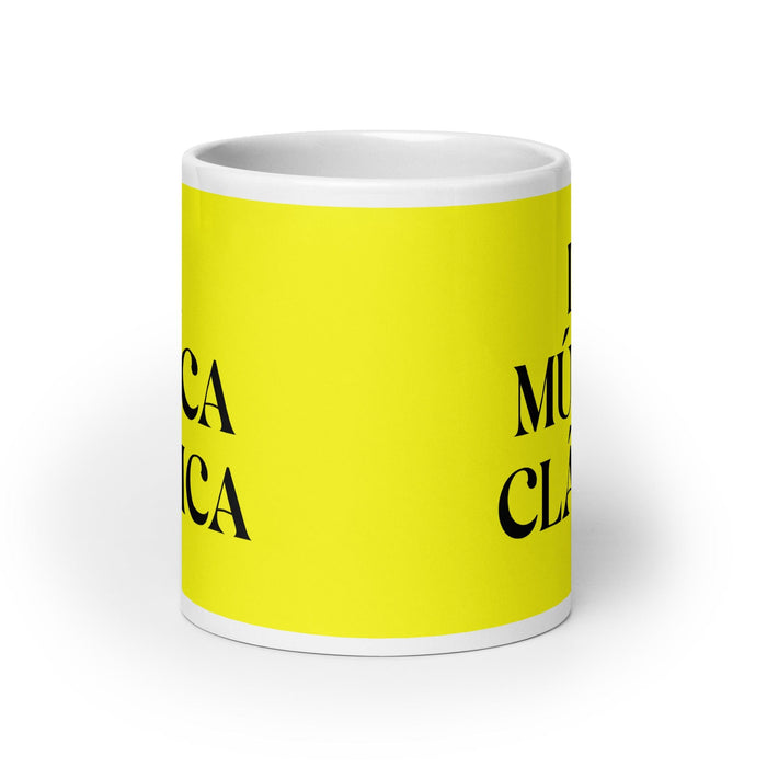 La Música Clásica The Classical Musician Funny Home Office Work Coffee Mug Mexican Spanish Pride Gift White Glossy Cup Yellow Card Mug Mexicada