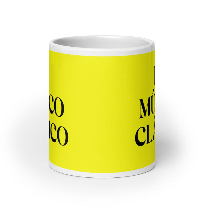 El Músico Clásico The Classical Musician Funny Home Office Work Coffee Mug Mexican Spanish Pride Gift White Glossy Cup Yellow Card Mug Mexicada