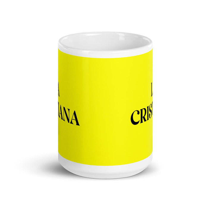 La Cristiana The Christian Funny Home Office Work Coffee Mug Mexican Spanish Pride Gift White Glossy Cup Yellow Card Mug Mexicada