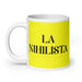 La Nihilista The Nihilist Funny Home Office Work Coffee Mug Mexican Spanish Pride Gift White Glossy Cup Yellow Card Mug Mexicada