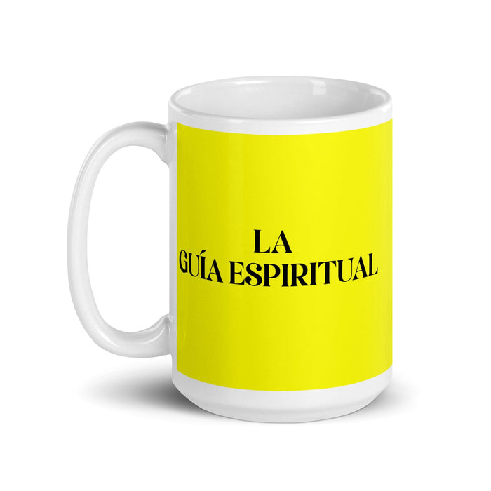 La Guía Espiritual The Spiritual Guide Funny Home Office Work Coffee Mug Mexican Spanish Pride Gift White Glossy Cup Yellow Card Mug Mexicada