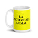 La Protectora Animal The Animal Protector Funny Home Office Work Coffee Mug Mexican Spanish Pride Gift White Glossy Cup Yellow Card Mug Mexicada