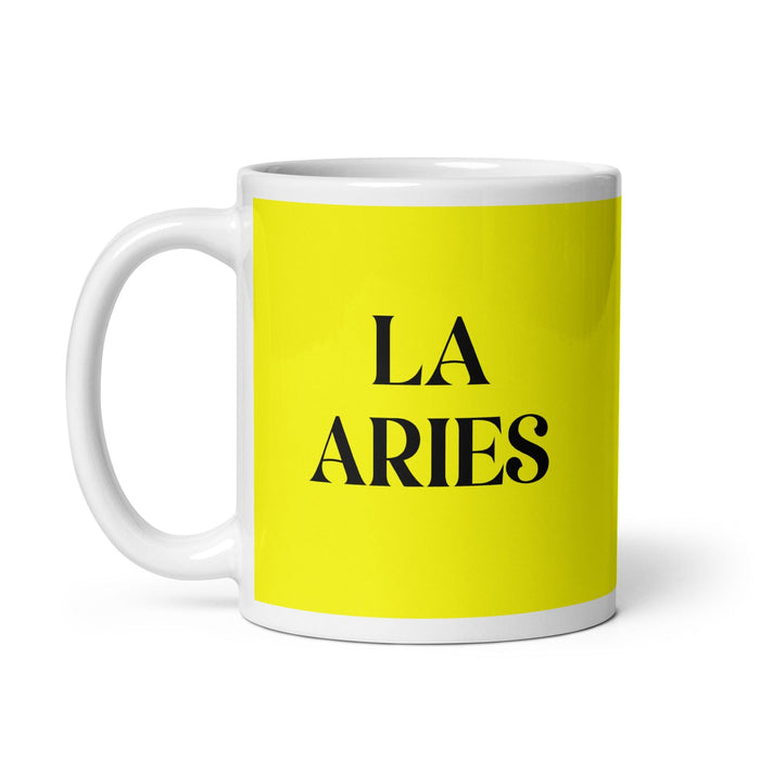 La Aries The Aries Funny Home Office Work Coffee Mug Mexican Spanish Pride Gift White Glossy Cup Yellow Card Mug Mexicada