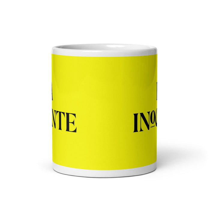 La Inocente The Innocent Funny Home Office Work Coffee Mug Mexican Spanish Pride Gift White Glossy Cup Yellow Card Mug Mexicada