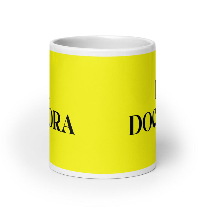 La Doctora The Doctor Funny Home Office Work Coffee Mug Mexican Spanish Pride Gift White Glossy Cup Yellow Card Mug Mexicada