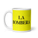 La Bombera The Firefighter Funny Home Office Work Coffee Mug Mexican Spanish Pride Gift White Glossy Cup Yellow Card Mug Mexicada