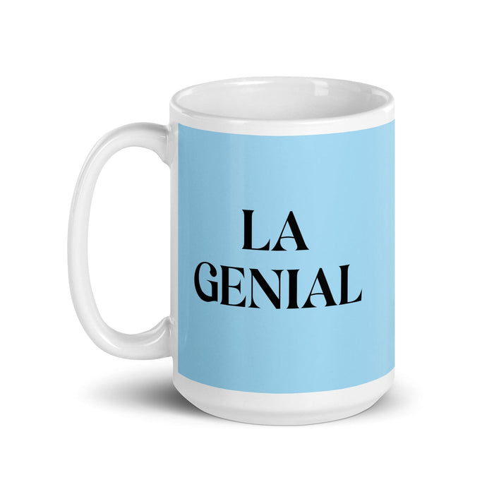 La Genial The Genius Funny Home Office Work Coffee Mug Mexican Spanish Pride Gift White Glossy Cup Sky Blue Card Mug Mexicada