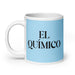 El Químico The Chemist Funny Home Office Work Coffee Mug Mexican Spanish Pride Gift White Glossy Cup Sky Blue Card Mug Mexicada