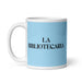 La Bibliotecaria The Librarian Funny Home Office Work Coffee Mug Mexican Spanish Pride Gift White Glossy Cup Sky Blue Card Mug Mexicada