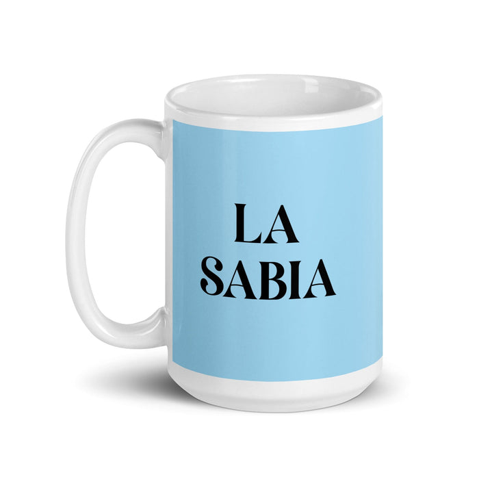 La Sabia The Wise One Funny Home Office Work Coffee Mug Mexican Spanish Pride Gift White Glossy Cup Sky Blue Card Mug Mexicada