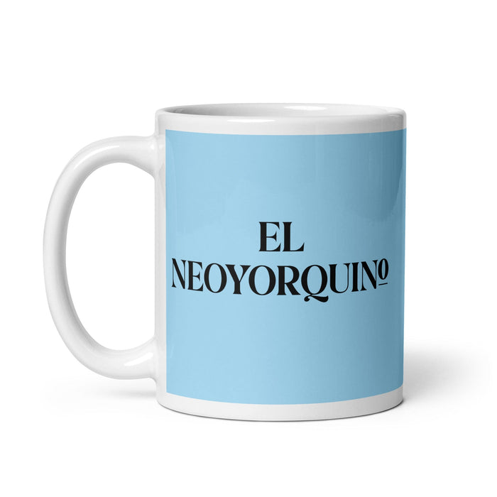 El Neoyorquino The New Yorker Funny Home Office Work Coffee Mug Mexican Spanish Pride Gift White Glossy Cup Sky Blue Card Mug Mexicada