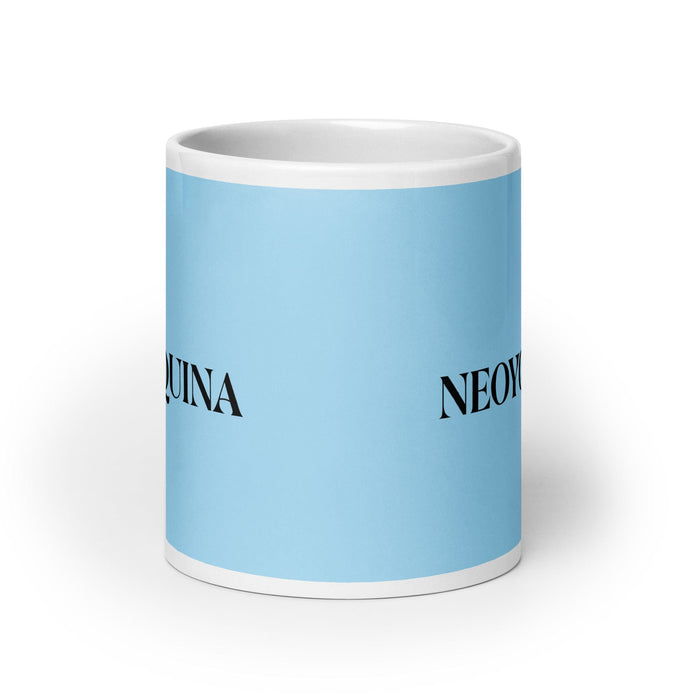 La Neoyorquina The New Yorker Funny Home Office Work Coffee Mug Mexican Spanish Pride Gift White Glossy Cup Sky Blue Card Mug Mexicada