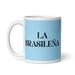 La Brasileña The Brazilian Funny Home Office Work Coffee Mug Mexican Spanish Pride Gift White Glossy Cup Sky Blue Card Mug Mexicada