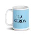 La Cerda The Pig Funny Home Office Work Coffee Mug Mexican Spanish Pride Gift White Glossy Cup Sky Blue Card Mug Mexicada