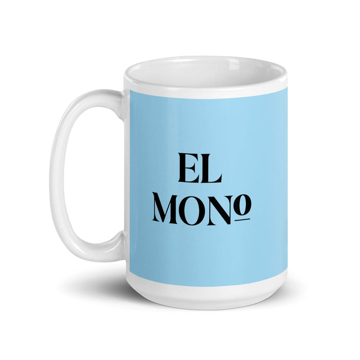 El Mono The Monkey Funny Home Office Work Coffee Mug Mexican Spanish Pride Gift White Glossy Cup Sky Blue Card Mug Mexicada