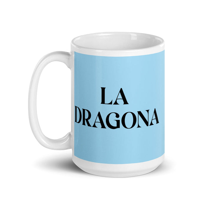 La Dragona The Dragon Funny Home Office Work Coffee Mug Mexican Spanish Pride Gift White Glossy Cup Sky Blue Card Mug Mexicada