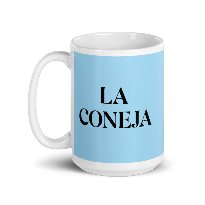 La Coneja The Rabbit Funny Home Office Work Coffee Mug Mexican Spanish Pride Gift White Glossy Cup Sky Blue Card Mug Mexicada