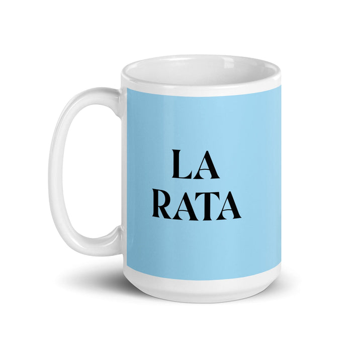 La Rata The Rat Funny Home Office Work Coffee Mug Mexican Spanish Pride Gift White Glossy Cup Sky Blue Card Mug Mexicada