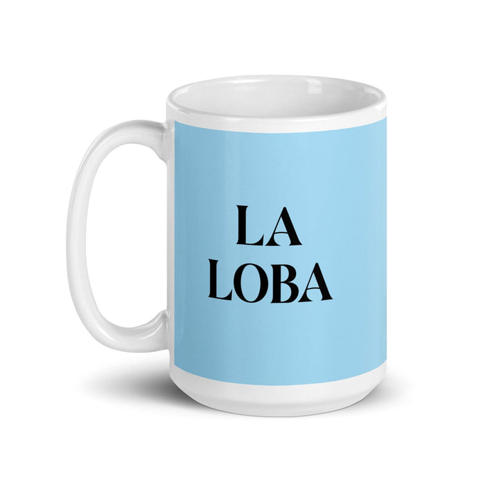 La Loba The Wolf Funny Home Office Work Coffee Mug Mexican Spanish Pride Gift White Glossy Cup Sky Blue Card Mug Mexicada