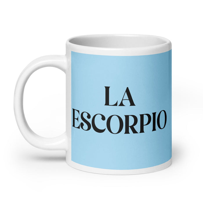 La Escorpio The Scorpio Funny Home Office Work Coffee Mug Mexican Spanish Pride Gift White Glossy Cup Sky Blue Card Mug Mexicada