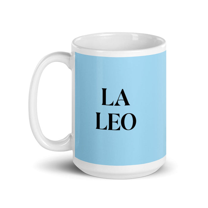 La Leo The Leo Funny Home Office Work Coffee Mug Mexican Spanish Pride Gift White Glossy Cup Sky Blue Card Mug Mexicada